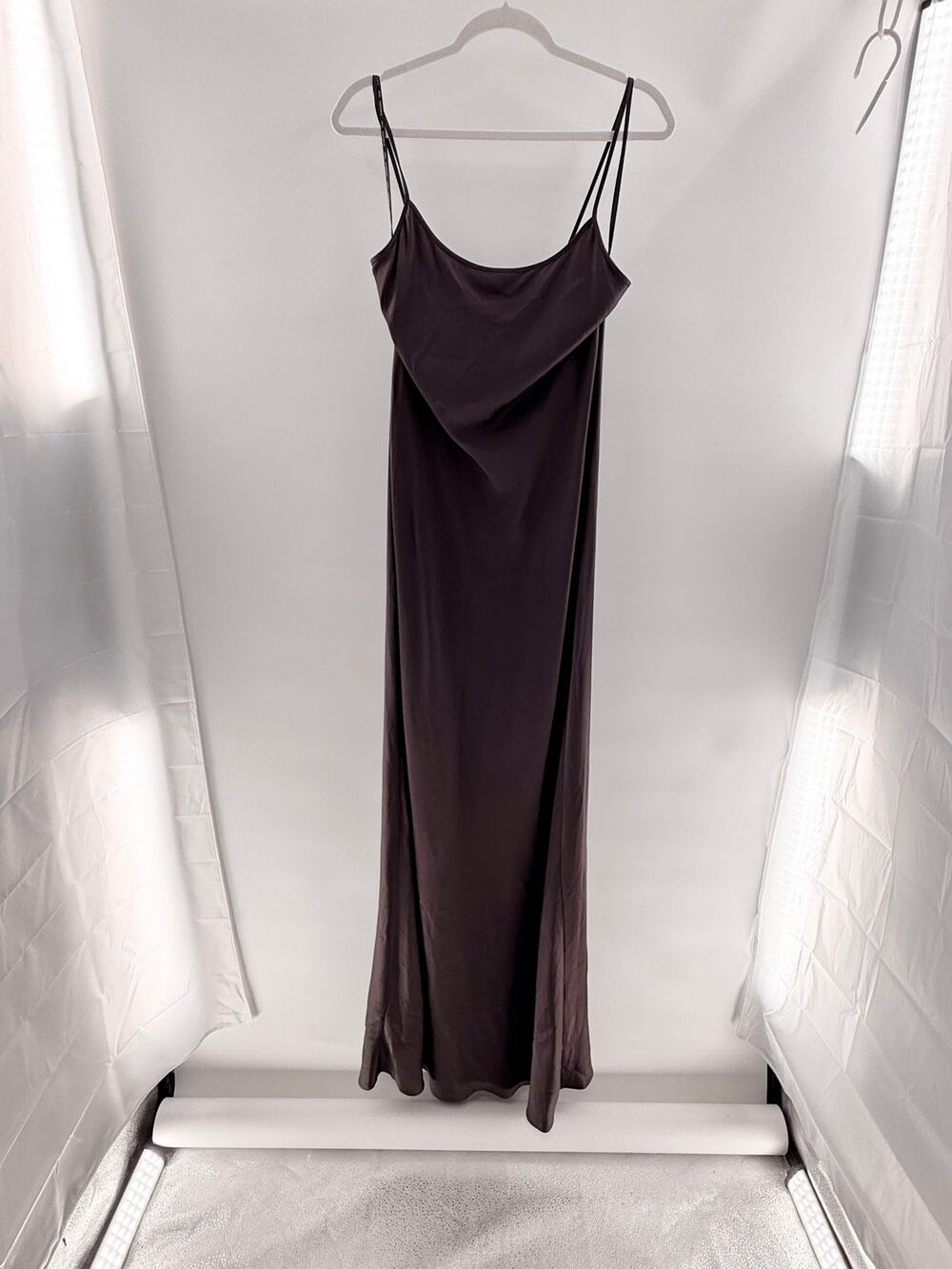 Mango Capsule Sleeveless Cowl Neck Maxi Slip Dress Dark Brown Women's Size 6